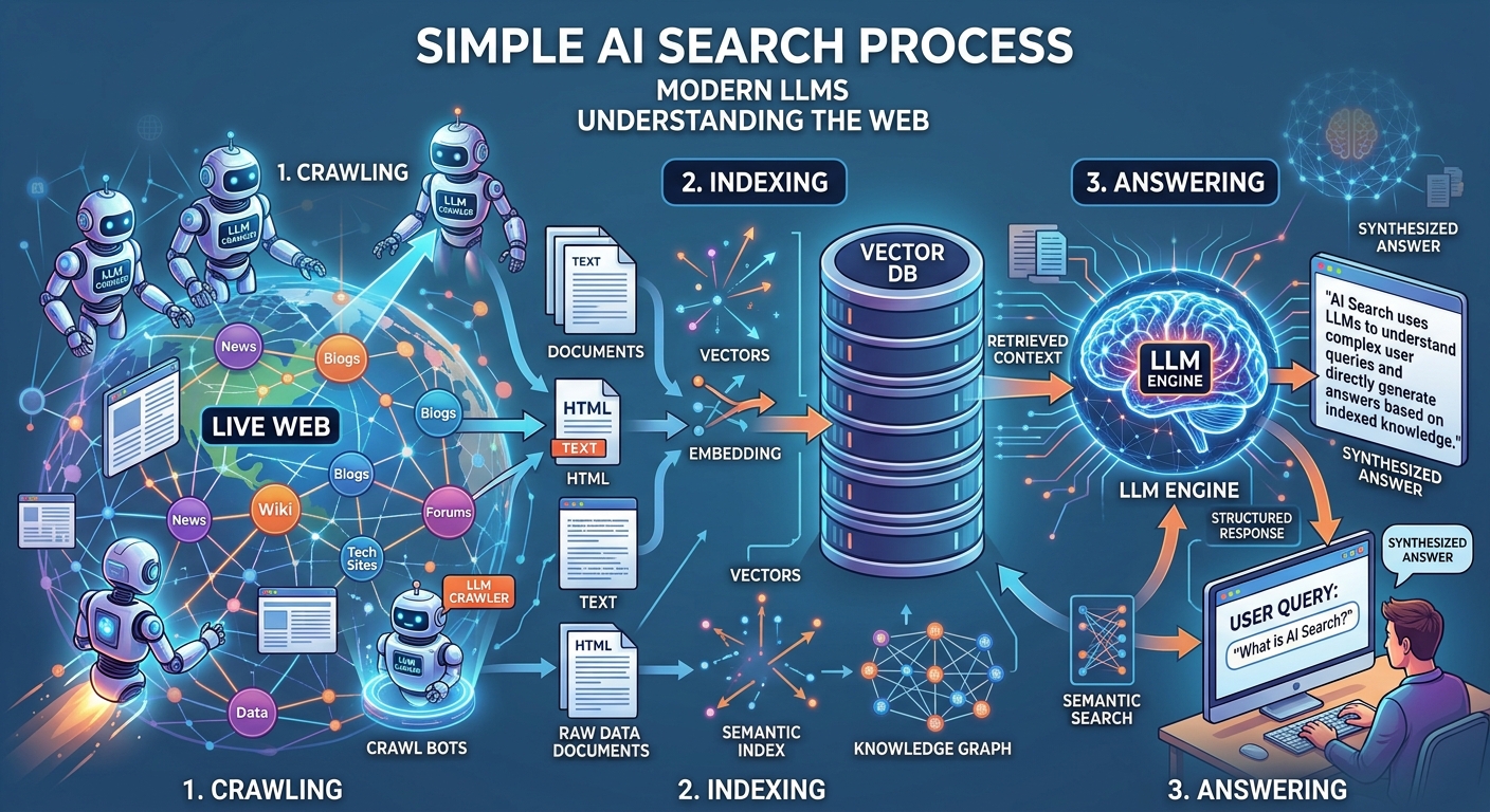 AI Search Optimization and Visibility: How Modern LLMs Crawl, Index, and Cite the Web